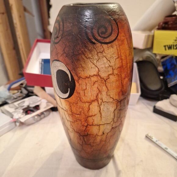 Mexican Pottery Vase 11" Folk Art Floor Pot Rustic Kokopelli Clay Southwest - Picture 2 of 6